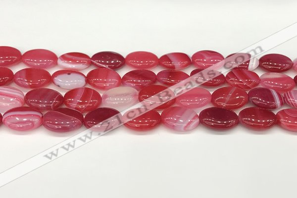 CAA4656 15.5 inches 12*16mm oval banded agate beads wholesale