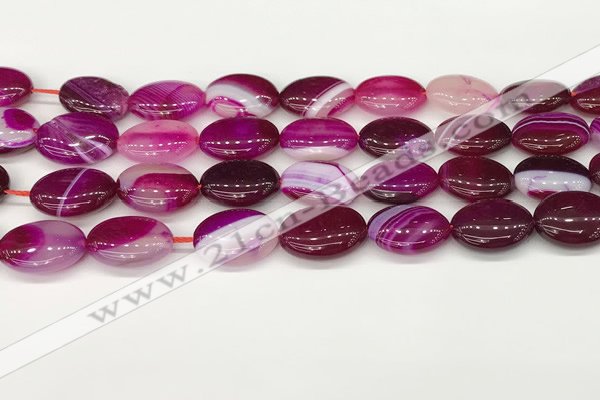 CAA4663 15.5 inches 13*18mm oval banded agate beads wholesale