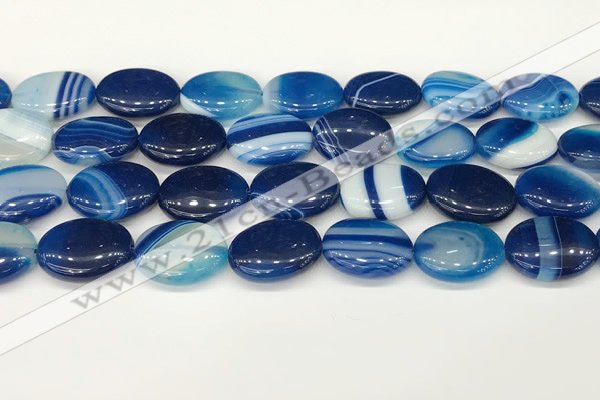 CAA4674 15.5 inches 15*20mm oval banded agate beads wholesale