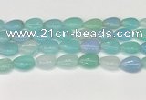 CAA4706 15.5 inches 13*18mm flat teardrop banded agate beads wholesale