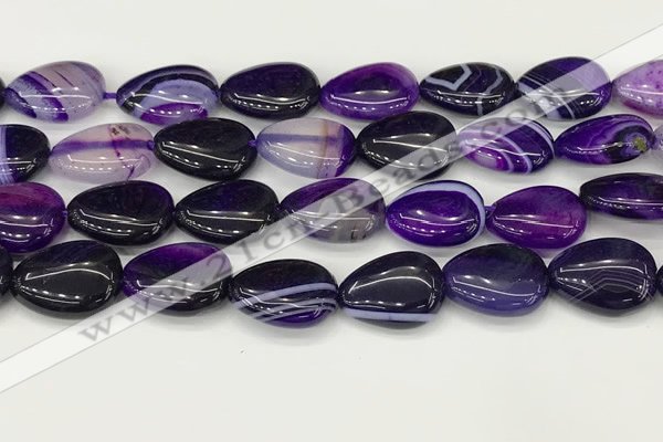 CAA4711 15.5 inches 15*20mm flat teardrop banded agate beads wholesale