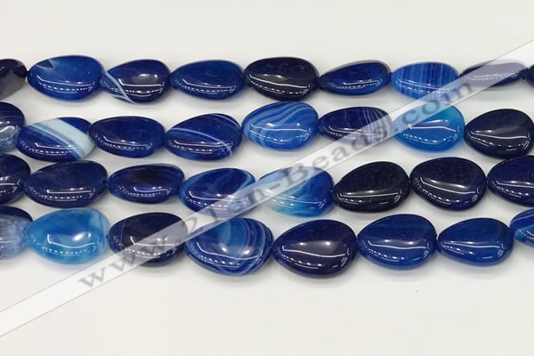 CAA4715 15.5 inches 15*20mm flat teardrop banded agate beads wholesale