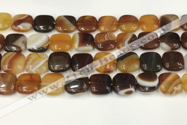 CAA4741 15.5 inches 14*14mm square banded agate beads wholesale