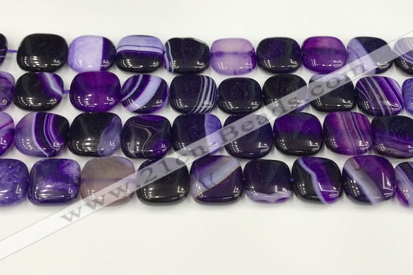 CAA4742 15.5 inches 14*14mm square banded agate beads wholesale