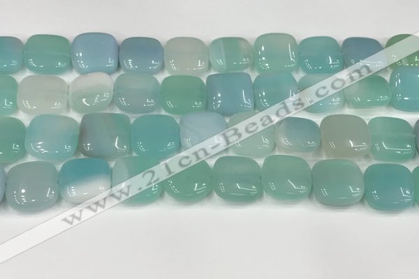 CAA4745 15.5 inches 14*14mm square banded agate beads wholesale