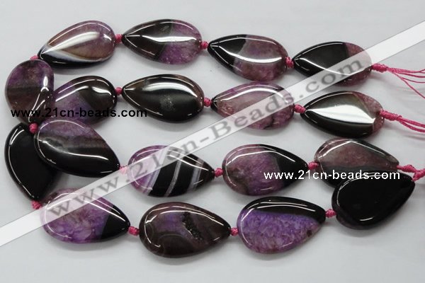 CAA475 15.5 inches 25*38mm flat teardrop agate druzy geode beads