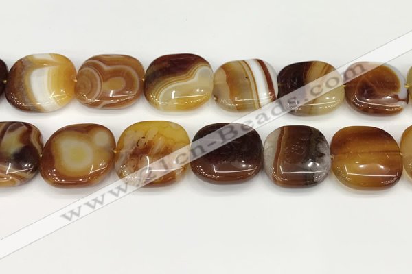 CAA4773 15.5 inches 25*25mm square banded agate beads wholesale