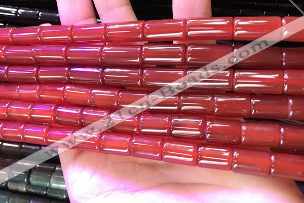 CAA4997 15.5 inches 8*12mm tube red agate beads wholesale