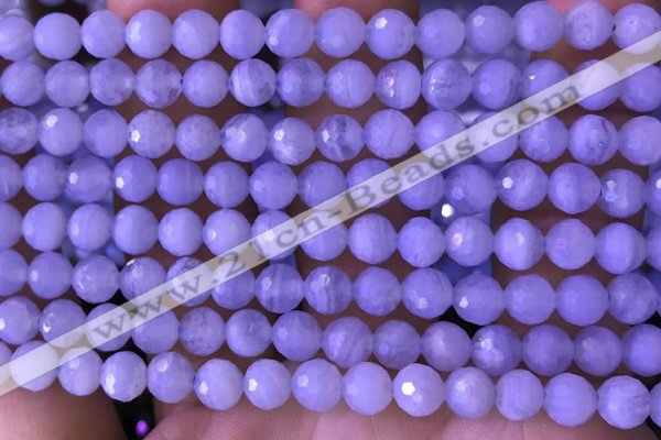 CAA5006 15.5 inches 6mm faceted round blue lace agate beads