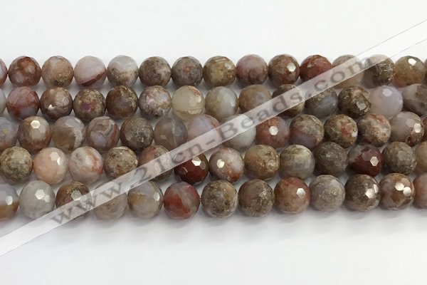 CAA5012 15.5 inches 10mm faceted round flower agate beads