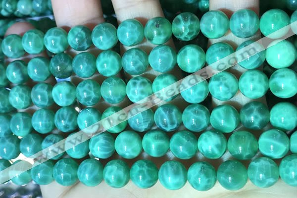 CAA5022 15.5 inches 8mm round green dragon veins agate beads