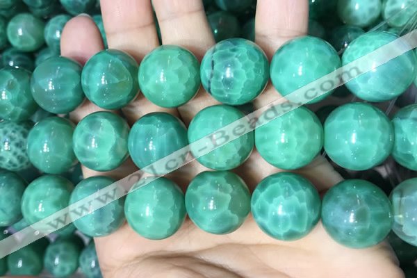 CAA5027 15.5 inches 18mm round green dragon veins agate beads