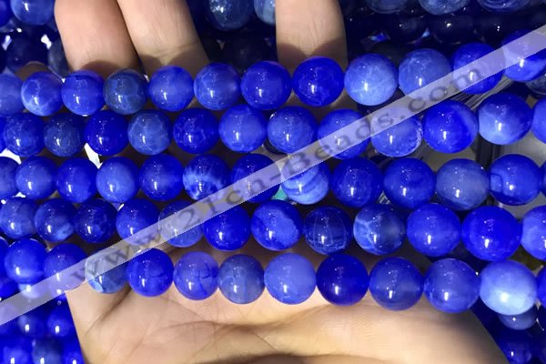 CAA5031 15.5 inches 8mm round blue dragon veins agate beads