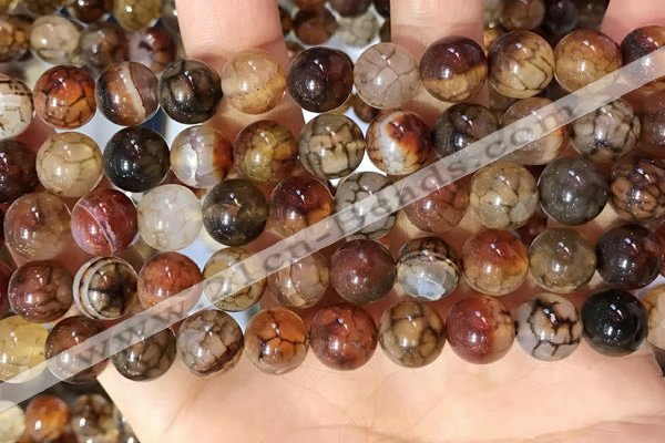 CAA5049 15.5 inches 10mm round dragon veins agate beads wholesale