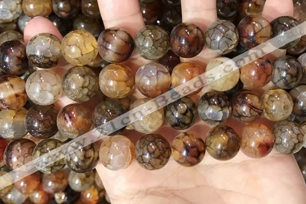 CAA5051 15.5 inches 14mm round dragon veins agate beads wholesale