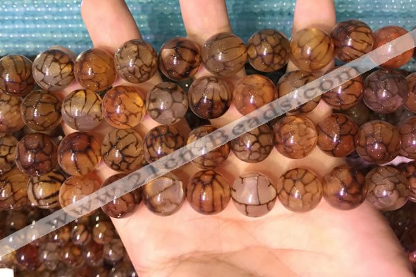 CAA5058 15.5 inches 12mm round dragon veins agate beads wholesale