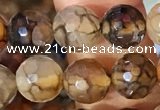 CAA5062 15.5 inches 6mm faceted round dragon veins agate beads