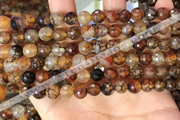 CAA5062 15.5 inches 6mm faceted round dragon veins agate beads