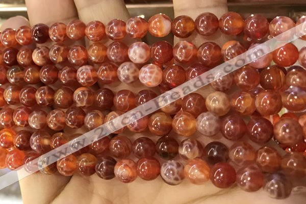 CAA5070 15.5 inches 4mm round red dragon veins agate beads