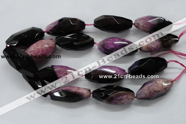 CAA508 15.5 inches 22*50mm faceted rice agate druzy geode beads