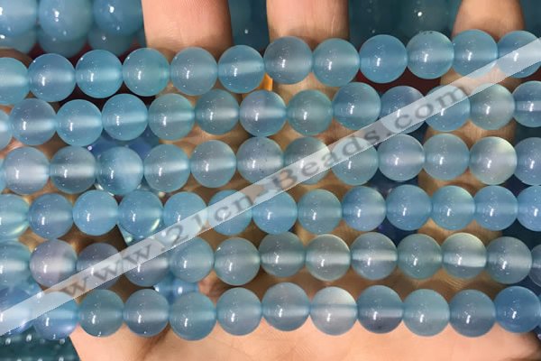 CAA5092 15.5 inches 8mm round sea blue agate beads wholesale