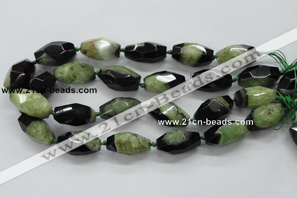 CAA510 15.5 inches 15*30mm faceted rice agate druzy geode beads
