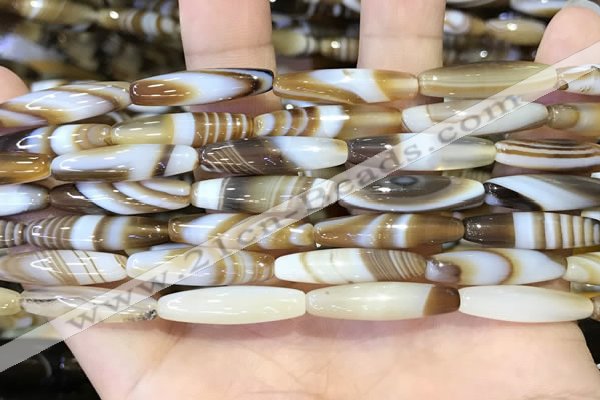 CAA5108 15.5 inches 6*25mm rice striped agate beads wholesale