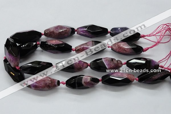 CAA511 15.5 inches 15*40mm faceted rice agate druzy geode beads