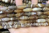 CAA5110 15.5 inches 8*16mm rice striped agate beads wholesale