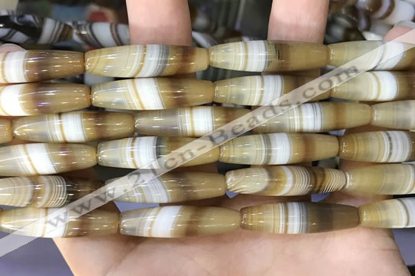 CAA5113 15.5 inches 8*30mm rice striped agate beads wholesale