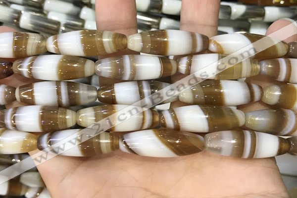 CAA5122 15.5 inches 10*30mm rice striped agate beads wholesale