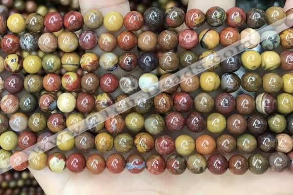 CAA5133 15.5 inches 6mm round red moss agate beads wholesale