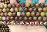 CAA5135 15.5 inches 10mm round red moss agate beads wholesale