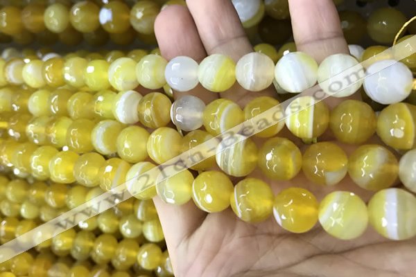 CAA5150 15.5 inches 6mm faceted round banded agate beads