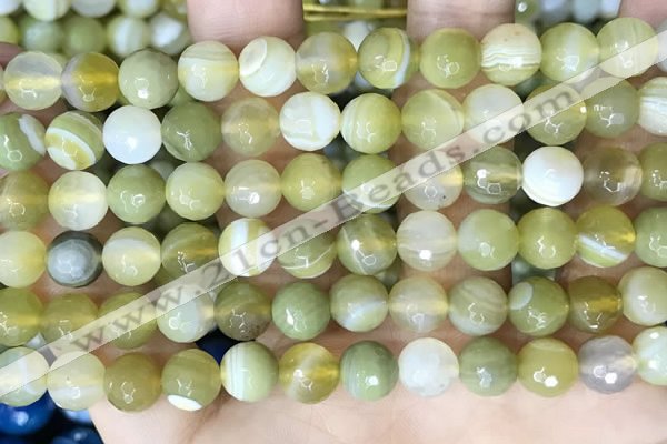 CAA5158 15.5 inches 8mm faceted round banded agate beads