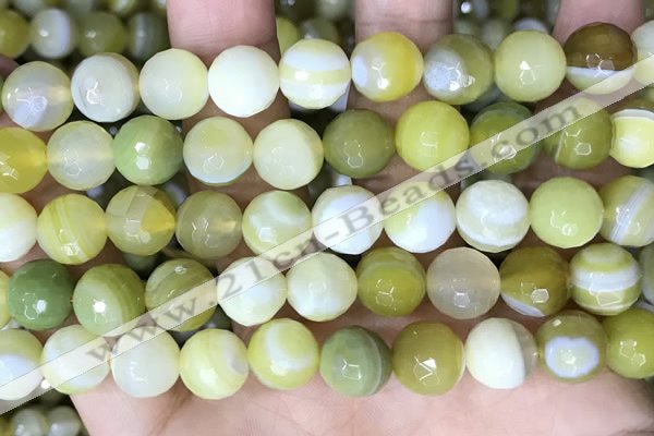 CAA5160 15.5 inches 12mm faceted round banded agate beads