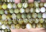 CAA5161 15.5 inches 14mm faceted round banded agate beads