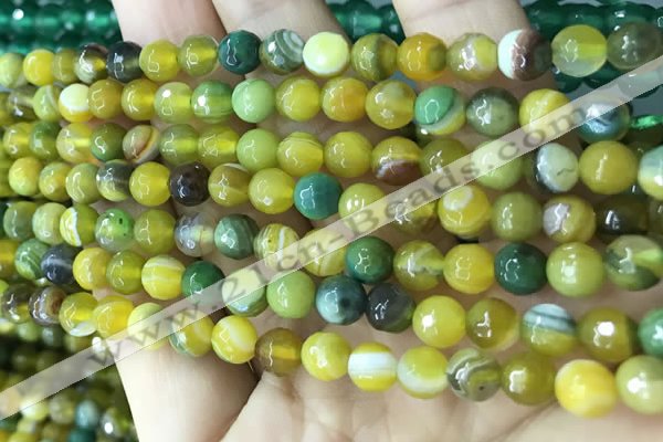 CAA5164 15.5 inches 6mm faceted round banded agate beads