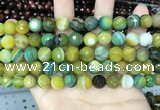 CAA5165 15.5 inches 8mm faceted round banded agate beads