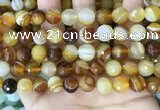 CAA5172 15.5 inches 8mm faceted round banded agate beads