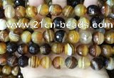 CAA5173 15.5 inches 10mm faceted round banded agate beads