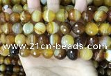 CAA5174 15.5 inches 12mm faceted round banded agate beads