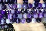 CAA5182 15.5 inches 14mm faceted round banded agate beads