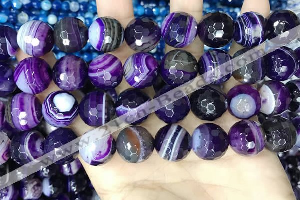 CAA5183 15.5 inches 16mm faceted round banded agate beads