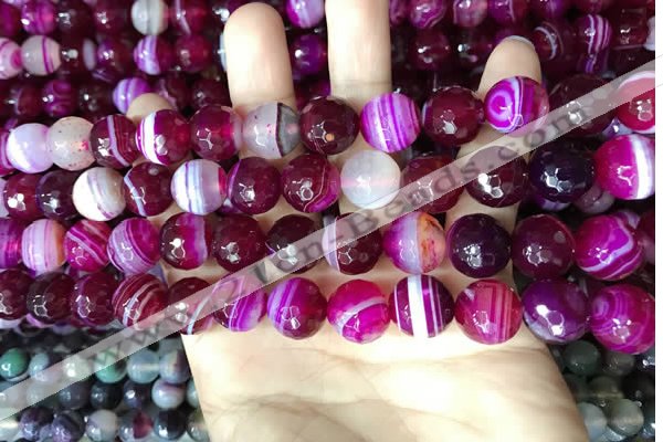 CAA5187 15.5 inches 10mm faceted round banded agate beads