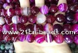 CAA5189 15.5 inches 14mm faceted round banded agate beads