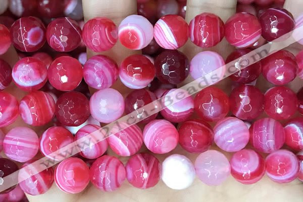 CAA5197 15.5 inches 16mm faceted round banded agate beads