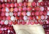 CAA5200 15.5 inches 8mm faceted round banded agate beads