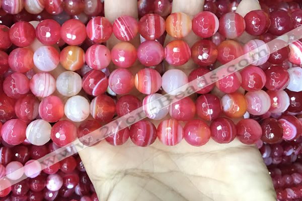 CAA5200 15.5 inches 8mm faceted round banded agate beads