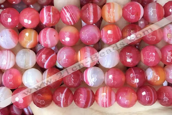 CAA5204 15.5 inches 16mm faceted round banded agate beads